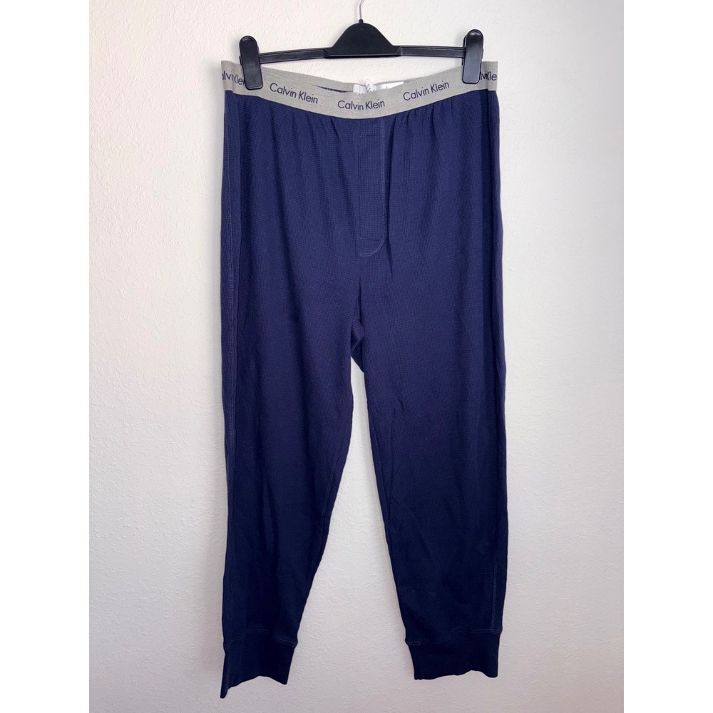 Calvin Klein Mens Navy Blue gray  Waffle Knit‎  Pajama Pants Joggers Size xl